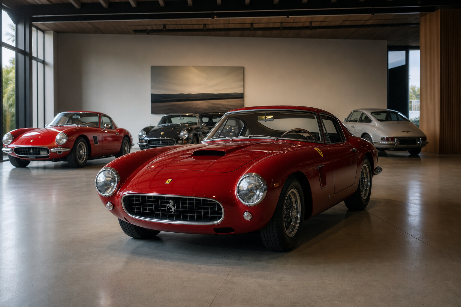 Classic Ferrari and Porsche Collector Cars in Active Oversight Setup